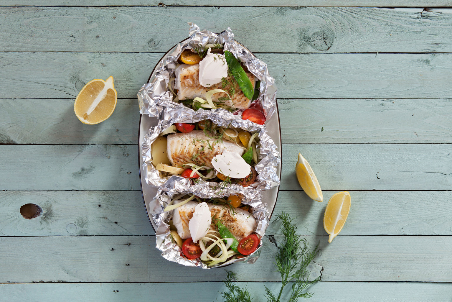 Folienfisch mit frischem Gemüse