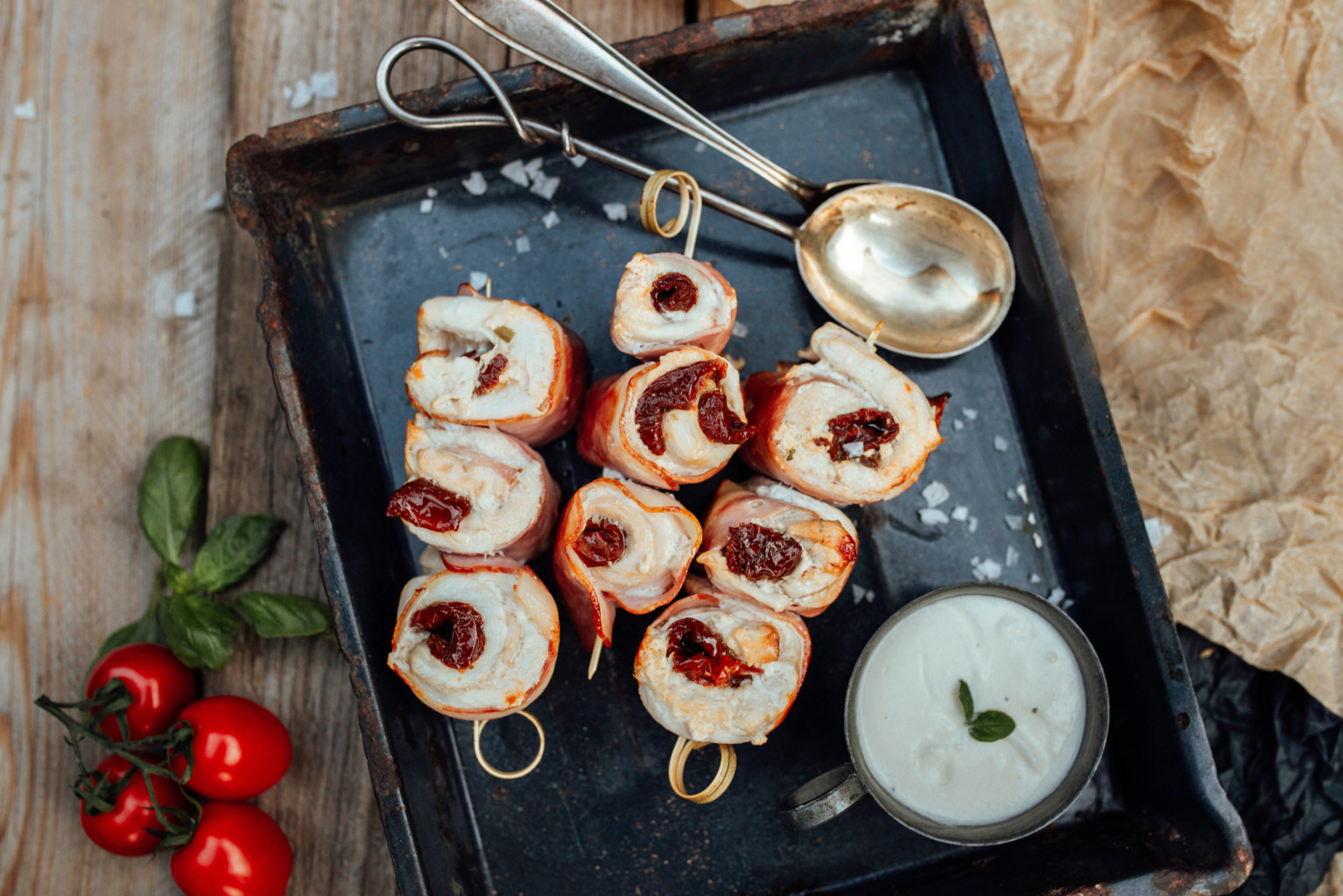 Pouletspiessli mit getrockneten Tomaten